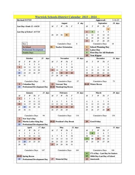 Warwick Public Schools Calendar 2024 And 2025