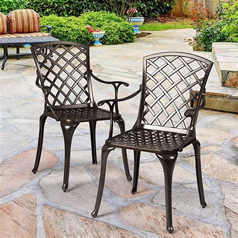 Giantex Aluminum Arm Dining Chairs Set Of 2 Durable Cast
