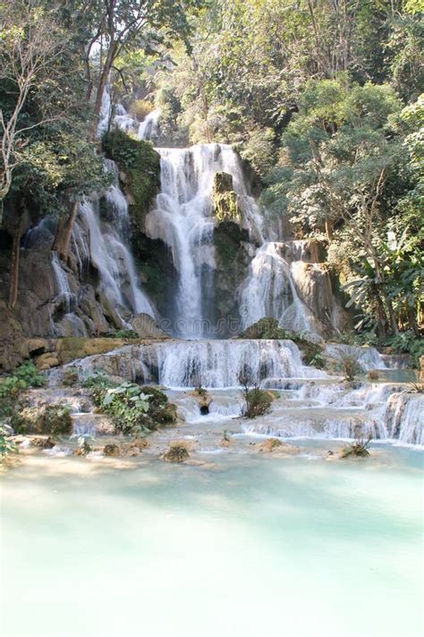 Kuang Si Waterfall Luang Prabang Laos Stock Image Image Of Falls