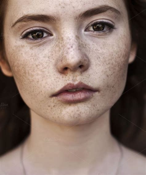 Face Of The Girl With Freckles By Aleshyn Andrei On Creativemarket