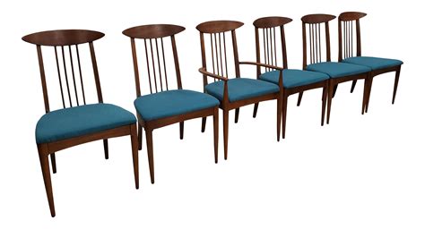 Broyhill Turquoise Herring Bone Dining Chairs - Set of 6 on Chairish.com | Dining chairs, Mid ...