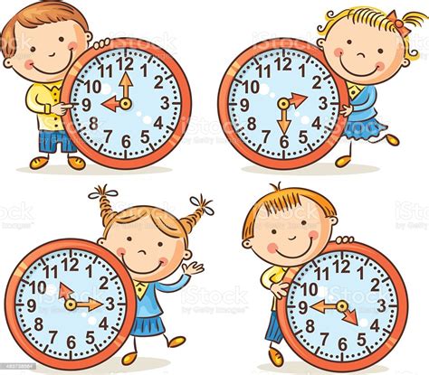 Find & download free graphic resources for baby clock. Kids With Clocks Telling Time Stock Illustration ...