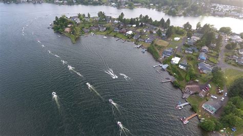 Lincoln City Oregon Devils Lake Boat Parade July 4th Drone View