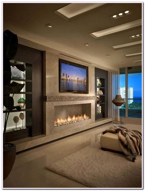 Living Room With Fireplace And Tv On Different Walls Luxury Living
