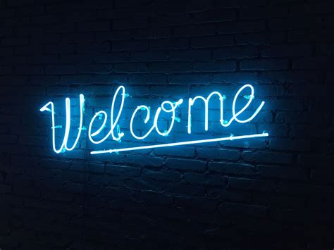 Welcome Neon Lettering Sign On Behance Teal Wallpaper Computer
