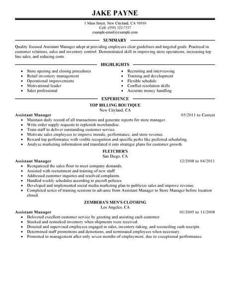 This is a free sample of a financial manager resume which can be used for similar job titles, such as: Best Retail Assistant Manager Resume Example From ...