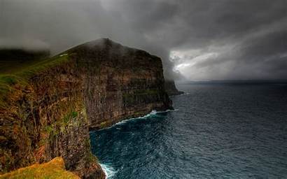 Faroe Islands Storm Sea Cliff Landscape Clouds