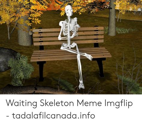Skeleton On Bench Waiting Meme