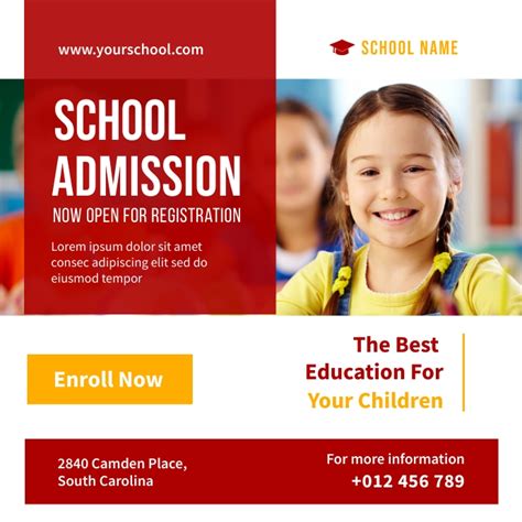 School Admission Open Social Media Template Postermywall