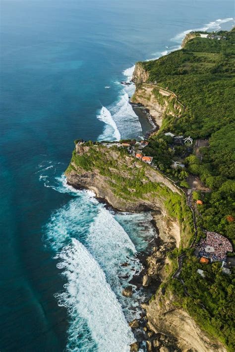 View Of Uluwatu Cliff With Pavilion And Blue Sea In Bali Indonesia