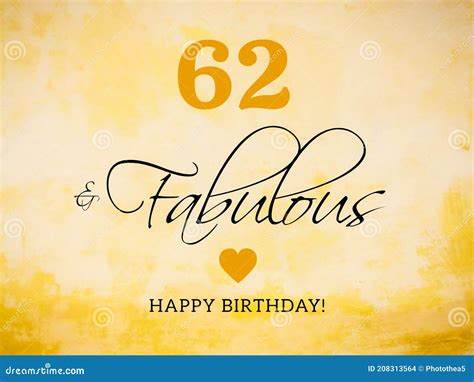 62nd Birthday Card Wishes Illustration Stock Illustration