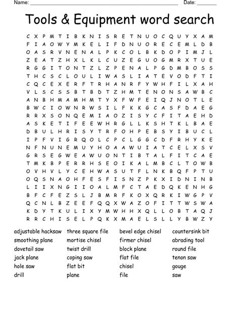 Tools And Equipment Word Search Wordmint