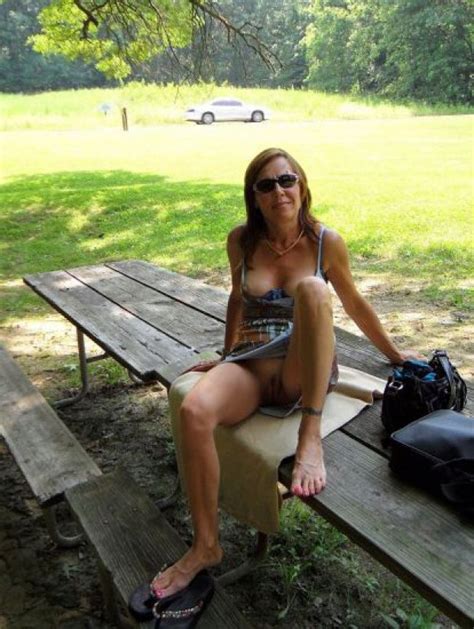 Wife With Sunglasses Shows Upskirt On The Table