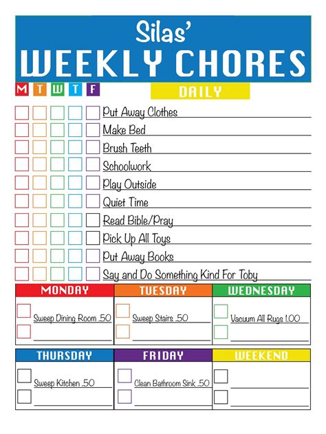 Printable Chore Chart Cleaning Checklist Printable And Etsy