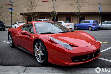 This convertible variant of the 458 italia features an aluminium retractable hardtop which, according to ferrari, weighs 25 kilograms (55 lb) less than a soft roof such as the one found on the ferrari f430 spider, and requires 14 seconds for operation. Ferrari 458 Spider - 10 January 2015 - Autogespot