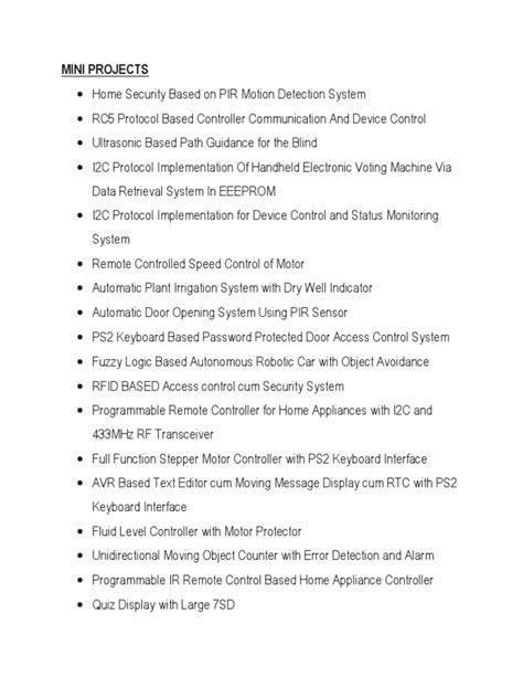 Mini Project Titles Embedded System Pdf Remote Control Security