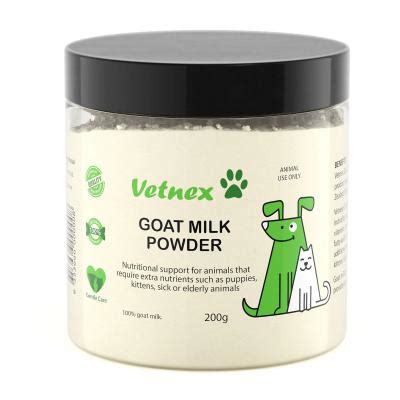 Nutritionally dense powdered goat milk suitable for cats, dogs, small animals, and livestock of all ages Vetnex Goat Milk Powder For Dogs and Cats 200g - $20.00