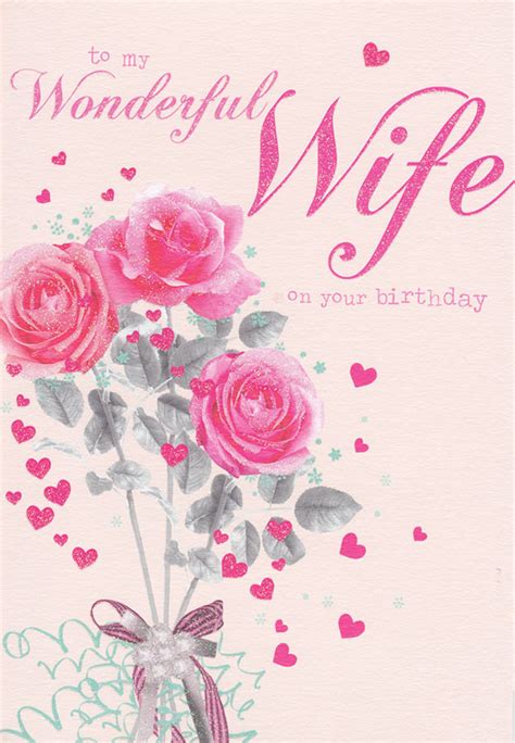 Wonderful Wife Roses Birthday Card Birdsong Cardspark