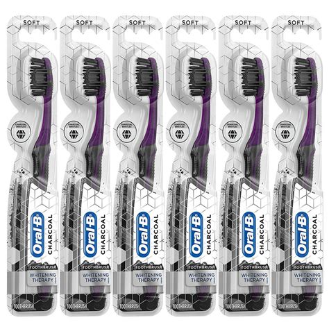 Oral B Charcoal Whitening Therapy Toothbrush Soft 6 Ct
