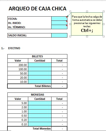 Descargar Excel Para Arqueo De Caja Chica Y Registro Histórico