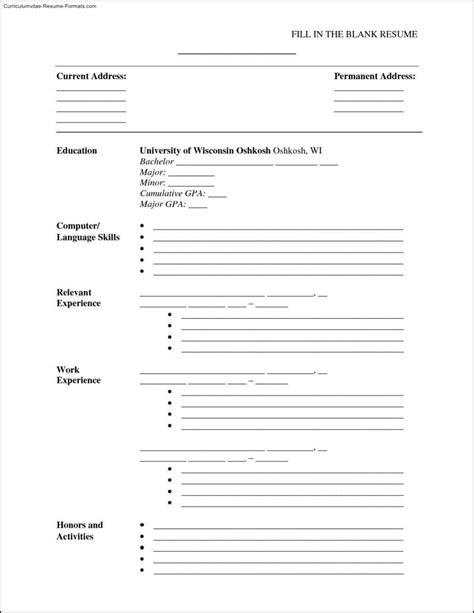 Blank Resume Template Free Samples Examples And Format
