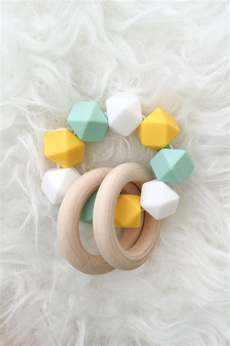 Wooden Sensory Teether Silicone Teether Natural Teething Toys Etsy