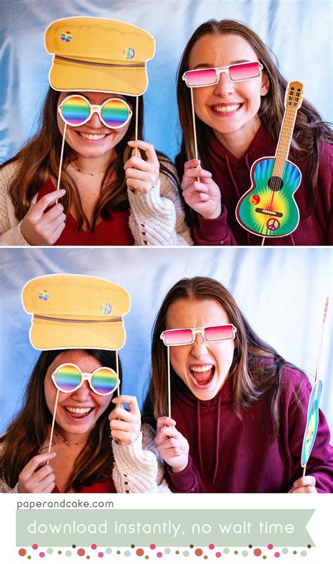 60s Hippie Printable Photo Booth Props Groovy Peace Love Etsy Uk