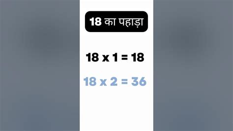 18 Ka Pahada Hindi Mein Short Video Mein 18 का पहाड़ा