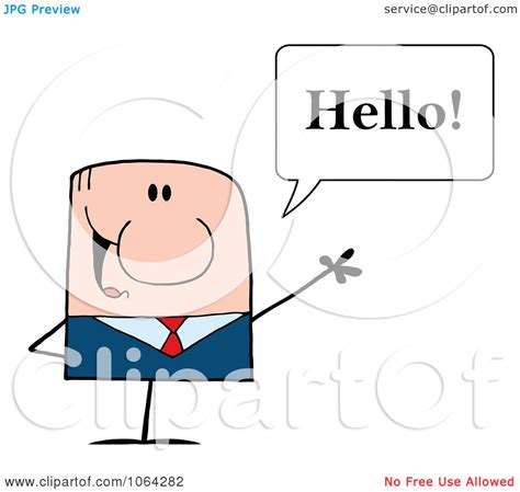 Clipart Caucasian Businessman Saying Hello Royalty Free Vector