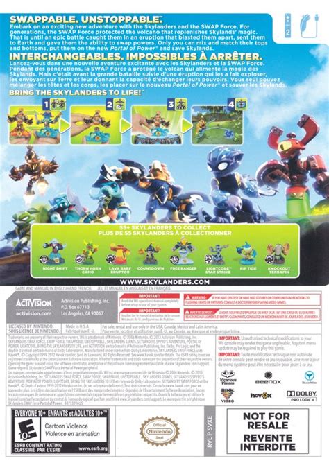 Skylanders Swap Force Dark Edition Starter Pack 2013 Wii Box Cover