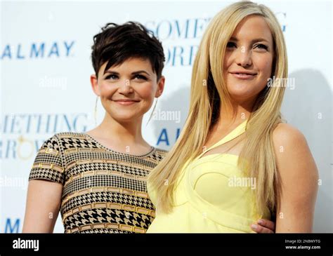 Ginnifer Goodwin Left And Kate Hudson Cast Members In Something Borrowed Pose Together At