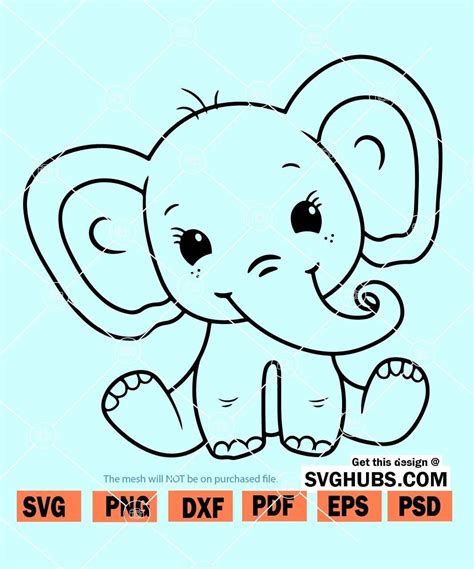 Baby Elephant Svg Elephant Svg Cute Baby Elephant Svg Baby Elephant