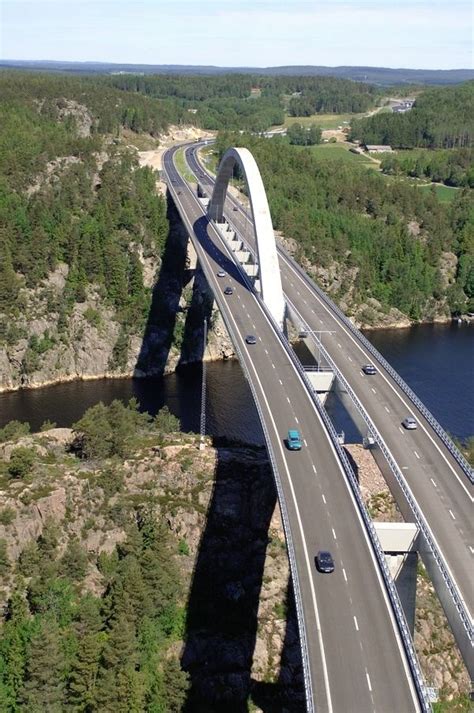 The New Svinesund Bridge Joining Sweden And Norway Over The Sound Of