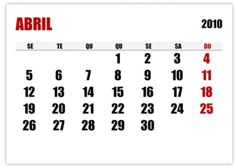 Calendário 2010 Calendarios365su