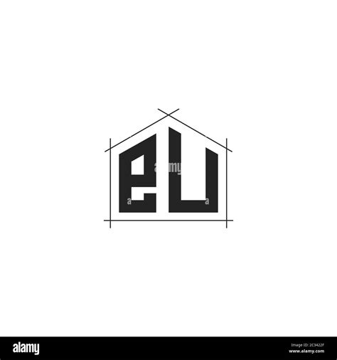 Eu Alphabet Abstract Initial Letter Logo Design Vector Template Stock