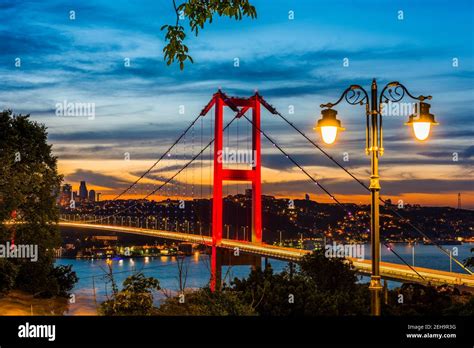 Istanbul Turkey Panoramic View Of Istanbul Bosphorus On Sunset