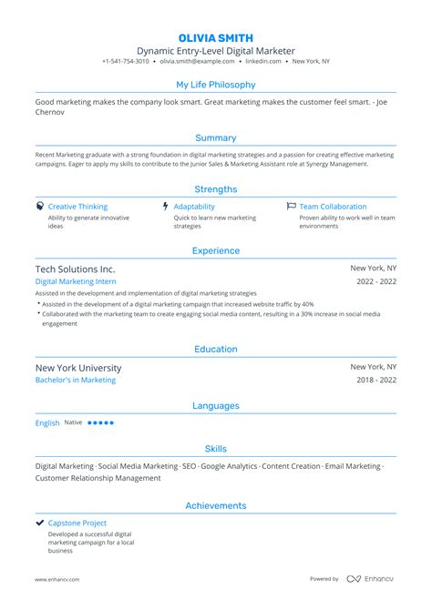 5 Entry Level Digital Marketing Resume Examples Guide For 2023