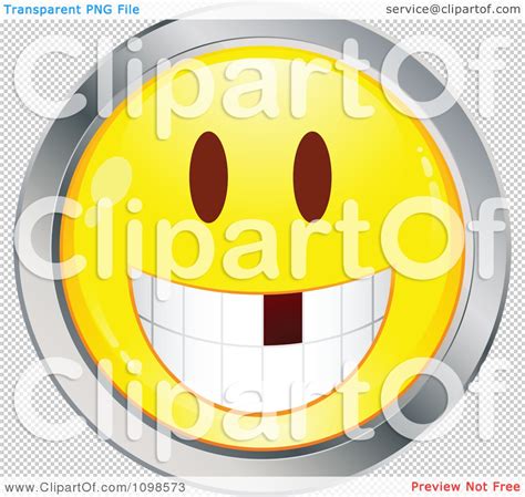 Clipart Yellow And Chrome Cartoon Smiley Emoticon Face With A Missing