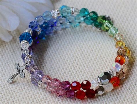 Swarovski Rainbow Crystal Wrap Rosary Bracelet Etsy