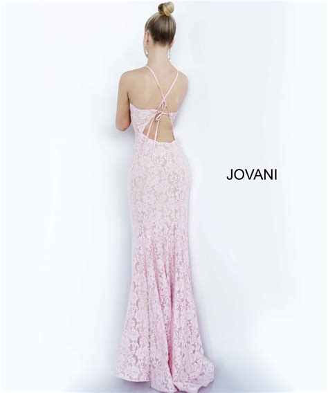 Jovani Pink Embellished Lace Fitted Prom Dress