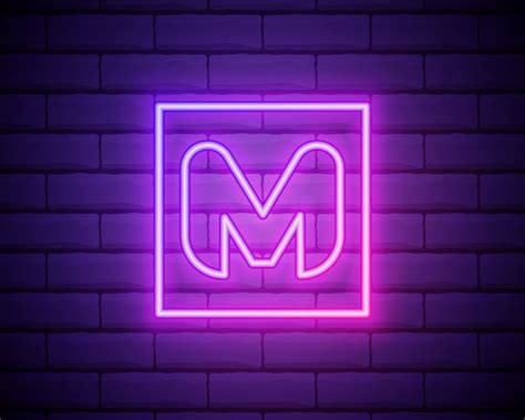 Neon Light M Letter Line Colored Tube Font For Events Posters Lacing
