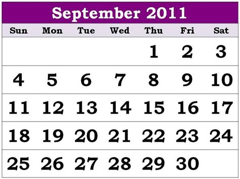 September 2011 Calendar Free Desktop Wallpaper