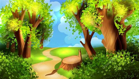 Voir plus d'idées sur le thème art, peinture, arbre. Fond de forêt de dessin animé — Image vectorielle BlackSpring1 © #92422714