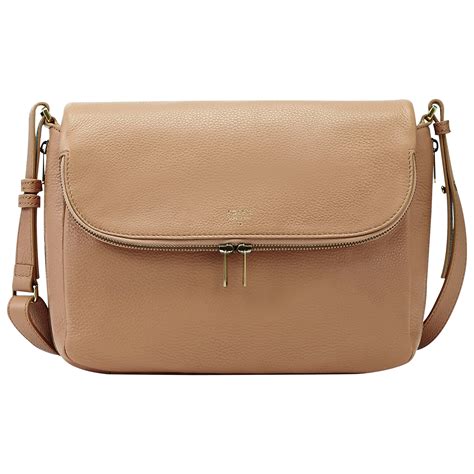 This heart printed crossbody bag looks amazing when carried. Fossil Preston Leather Small Flap Crossbody Bag in Beige ...