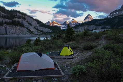 View Of Mt Assiniboine From Camp At Og Lake Wildernessbackpacking