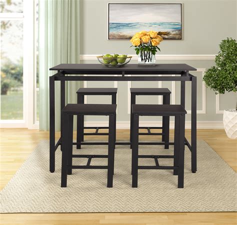 Add modern farmhouse style to your home with the. enyopro Dining Table Set for 4 People, 5 Piece Bar Table ...