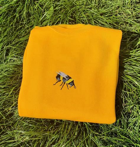 Embroidered Bumble Bee Sweatshirt Jumper Sunflower Yellow Etsy