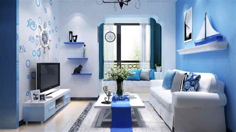 Ruang Tamu Warna Biru Dekorasi Untuk Kesan Adem Bersih Dan Tenang