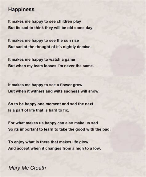 Happiness Happiness Poem By Mary Mc Creath