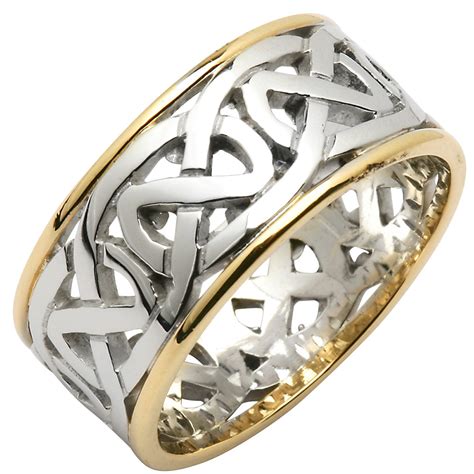 Irish Wedding Ring Ladies Celtic Knot Wide Pierced Sheelin Wedding